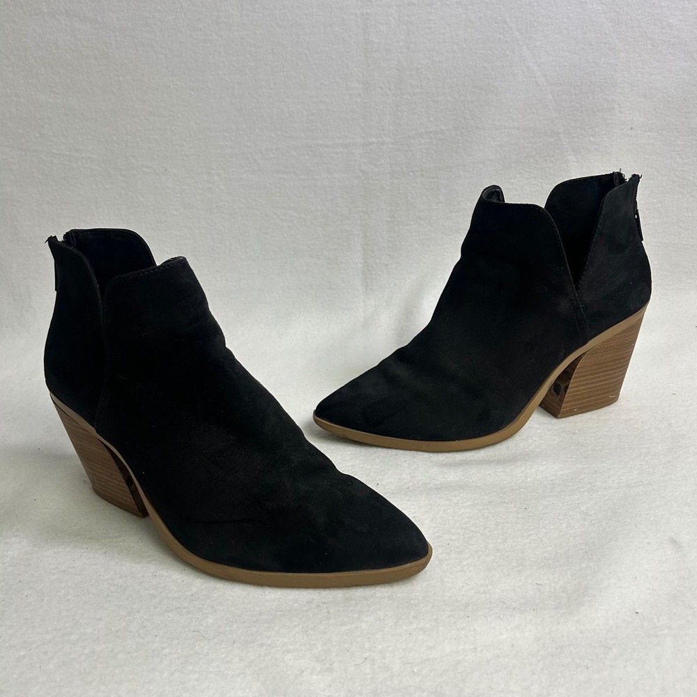 Minimalist Torrid Women 10W Black Faux Suede V-Cut Block Heel Ankle Booties 6082